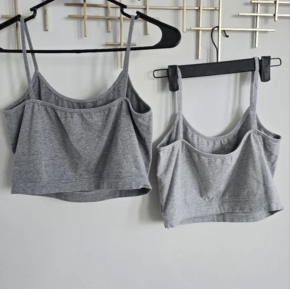 Two Piece Casual Gray Cropped Tank Tops - Picture 4 of 8